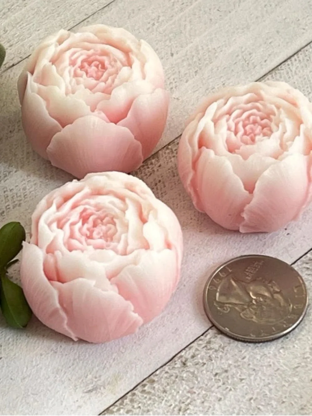 Mini peony Soap Favors in Pink and Cream.   22 sets.